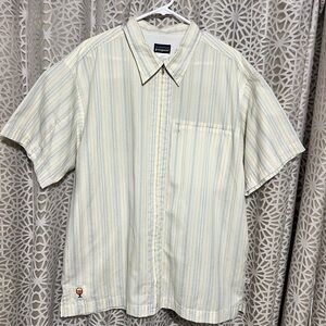 Patagonia x New Belgium Brewery Men’s L shirt striped Button up Beer Glass Logo